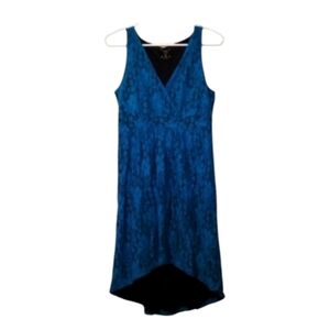 Mac+Jac Lace Teal and Black High Low V Neck Sleeveless Dress Size Medium